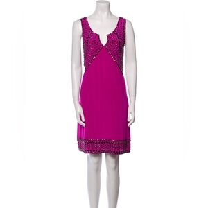 Vintage Sheri Bodell Pink Silk Studded Dress XS